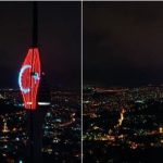 В Стамбуле башня Чамлыджа освещена цветами флагов Азербайджана и Турции