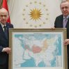 Эрдоган сфотографировался у карты тюркского мира, включающей мусульманские регионы России