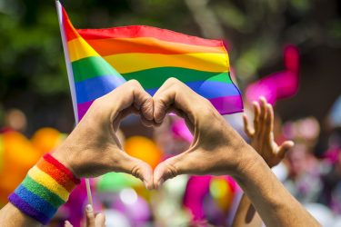 flag flying gay pride parade